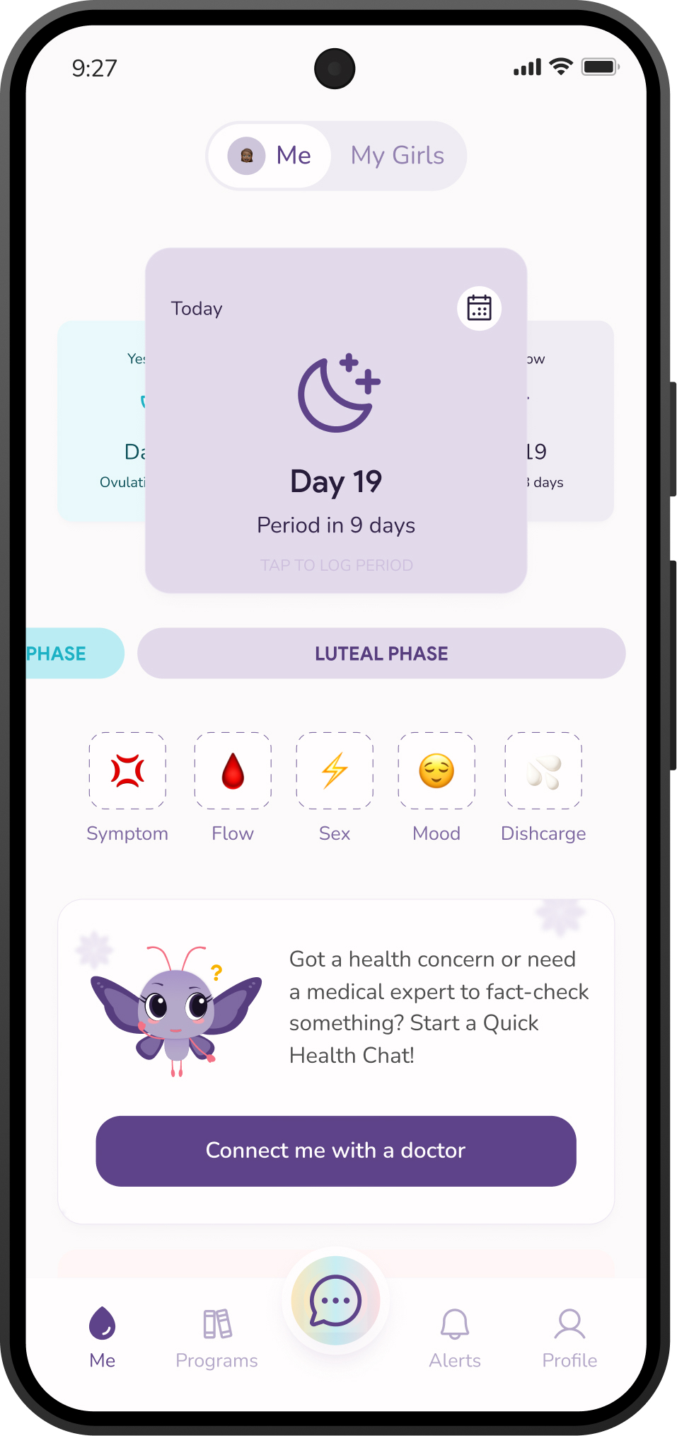 After — redesigned swipeable period card layout