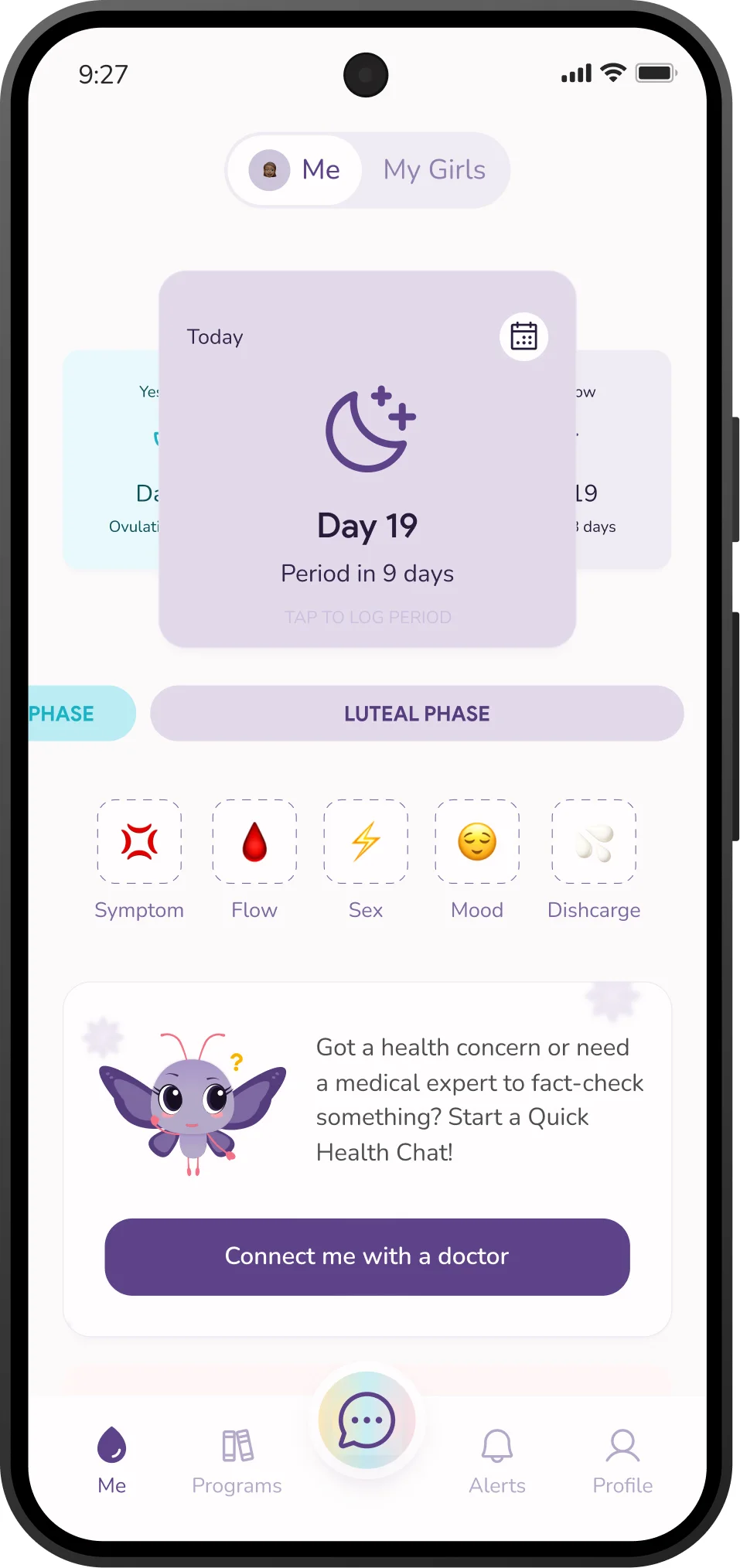 After — redesigned swipeable period card layout